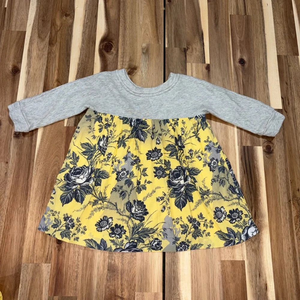 🖤GAP x Disney Belle Yellow and Gray Floral Dress with Diaper Cover